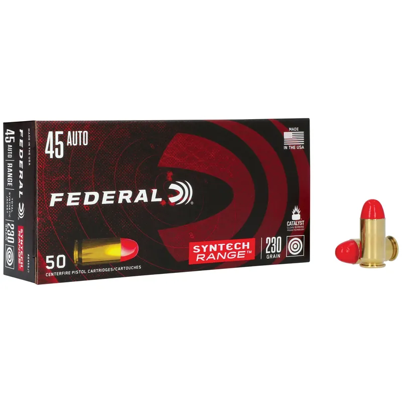 Federal Syntech 45 ACP 230 Grain Total Synthetic Jacket 50 Rounds/500 Rounds