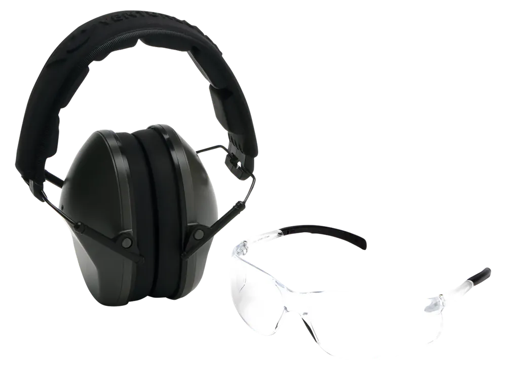 Pyramex Clear Glasses & Earmuff ODG Combo