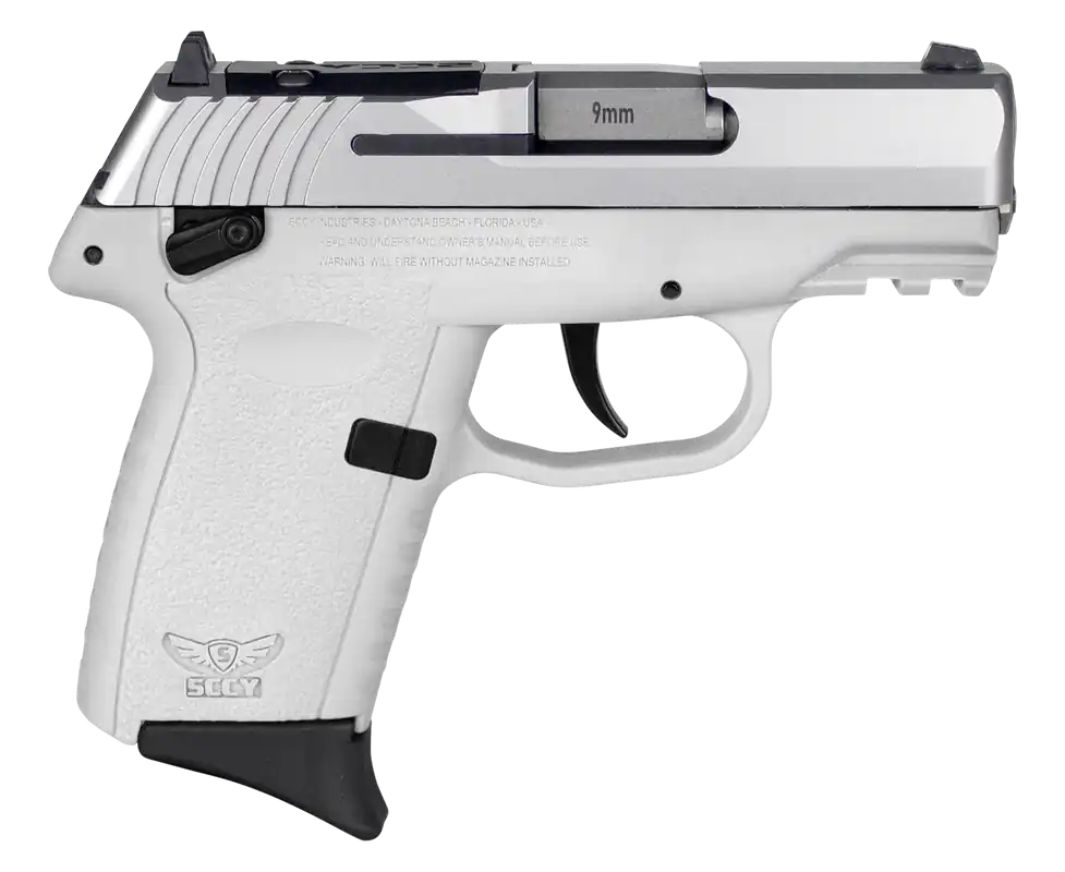 SCCY CPX-1 Gen3 9mm Pistol with White Polymer Grip and Serrated SS Slide