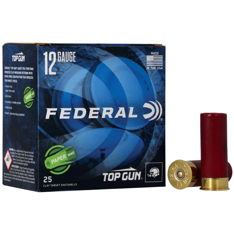 Federal Top Gun 12 Gauge 2.75" #8 Shot 25 Rounds per Box, 250 Rounds per Case