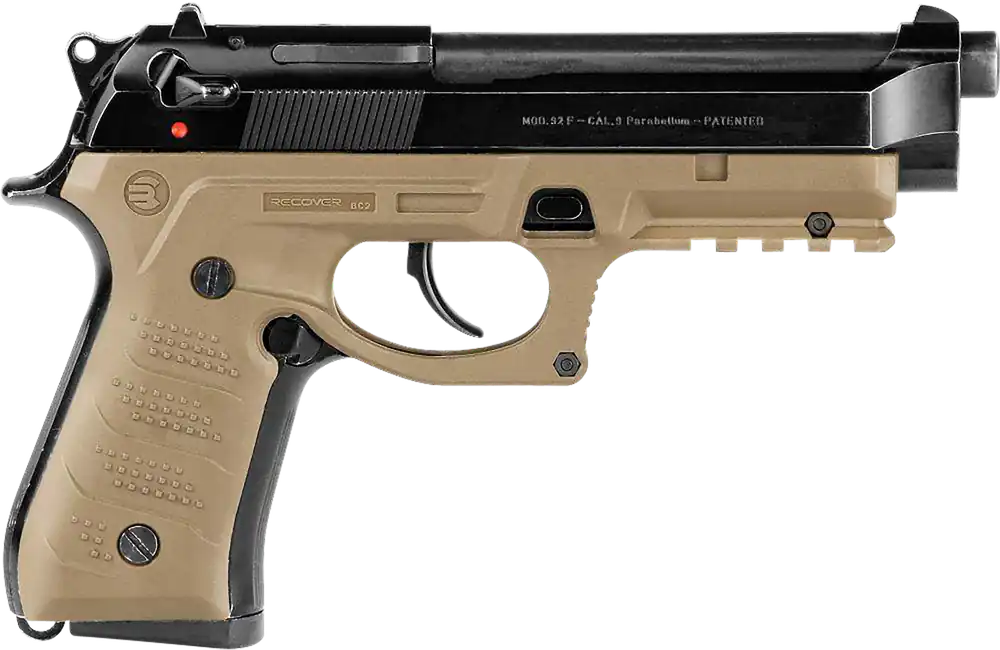 Tan Polymer Picatinny Grip & Rail System for Beretta 92 & M9 Models - Recover Tactical BC2-02