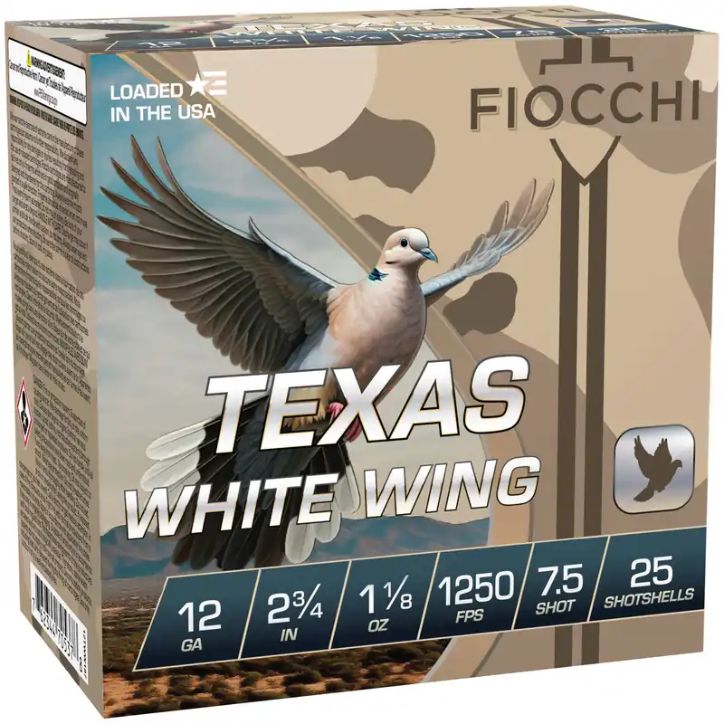 Fiocchi Texas White Wing 12GA 2.75" #7.5 Shot 100/200