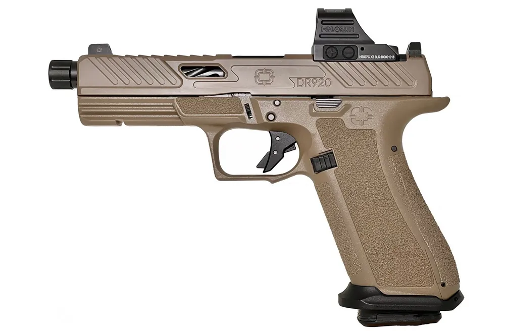 Shadow Systems DR920 Elite 9mm Pistol, Flat Dark Earth/Black, Threaded Barrel, 17-Round Capacity