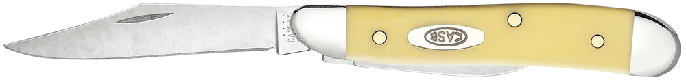 Peanut Folding Knife with Chrome Vanadium Blade and Yellow Handle