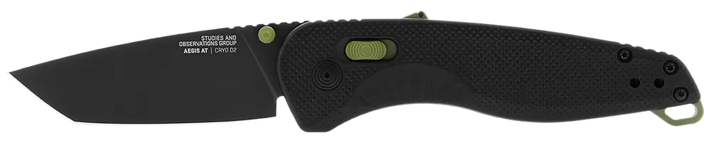 SOG Aegis AT Folding Knife with Black TiNi Cryo D2 Steel Blade and Moss Accents Handle