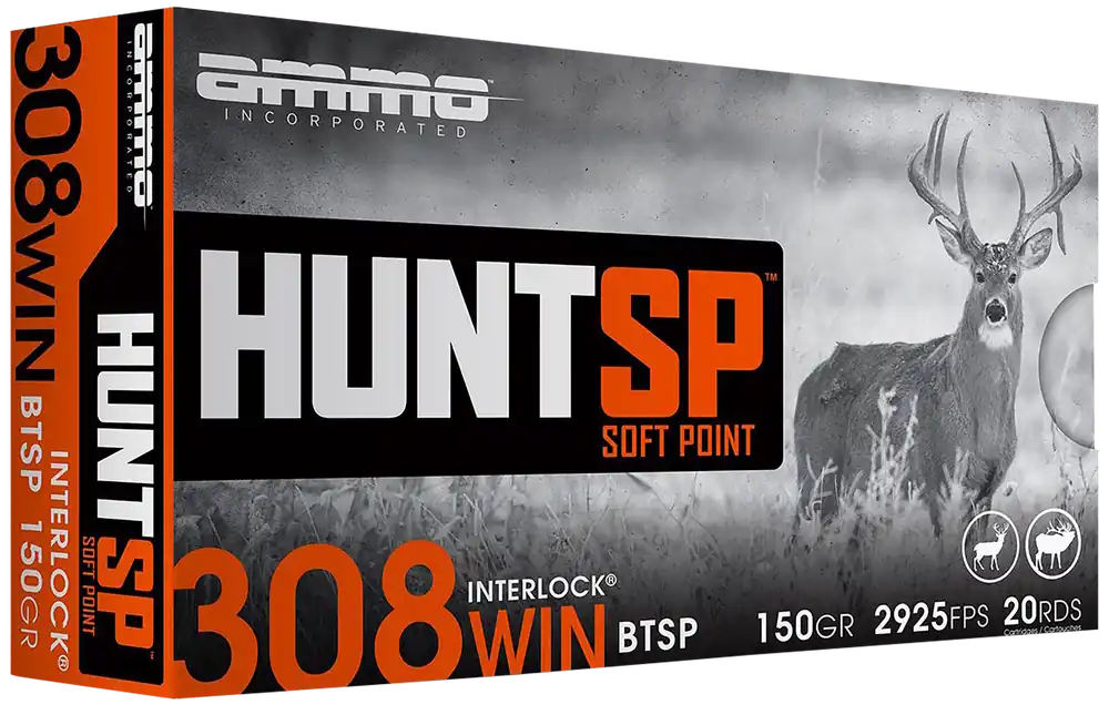 Ammo Inc .308 Win 150gr Soft Point, 20 Rounds per Box