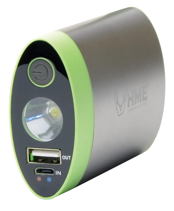 Rechargeable Lithium Ion Hand Warmer with Light - Silver and Green Accent