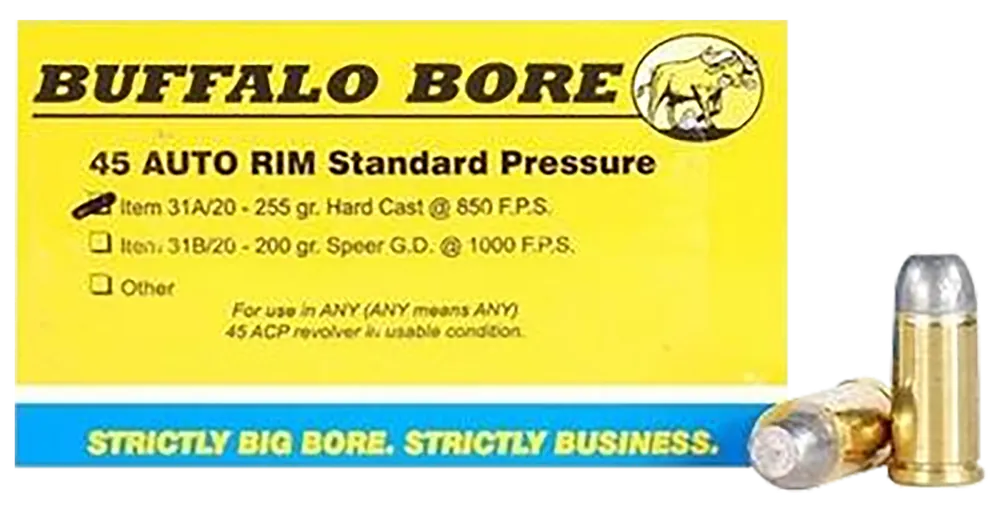 Buffalo Bore 45Auto Rim 255gr Hard Cast Ammo - 20/Box