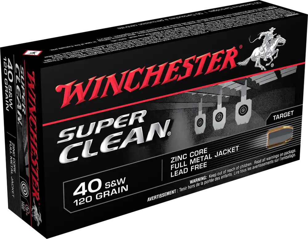 Winchester Super Clean 40S&W 120gr Lead-Free FMJ Ammo - 50 Rounds