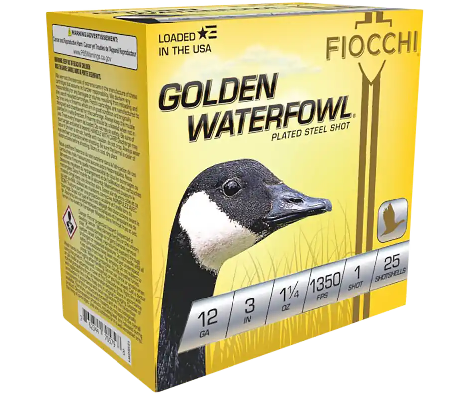 Fiocchi Golden Waterfowl 12 Gauge 3" 1 1/4oz #1 Shot - 25 Rounds Per Box