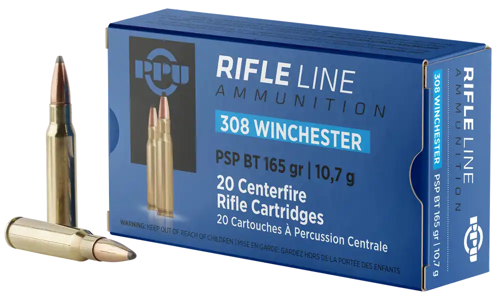 PPU PP3082 .308 Win 165gr PSP BT Rifle Ammo - 20 Rounds/Box