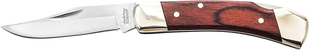 Uncle Henry LB5CP Smokey II Folding Knife with 3.70" Stainless Steel Blade and Wood Handle, Includes Sheath