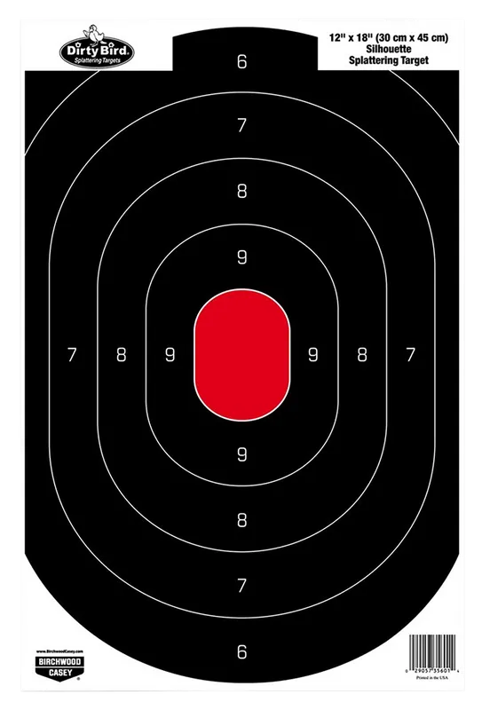 Birchwood Casey Dirty Bird Silhouette Tagboard Pistol Targets 12"x18" 100 Pack