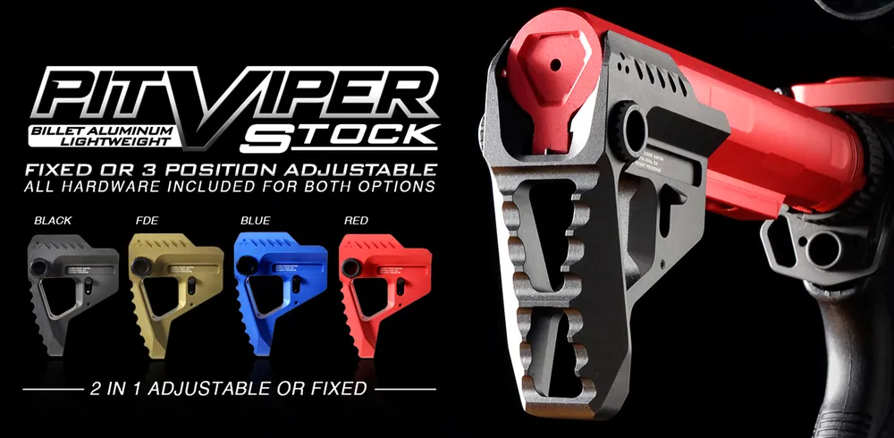 Strike Industries VIPERPITBK Pit Viper Stock for AR-Platform, Black Aluminum/Steel