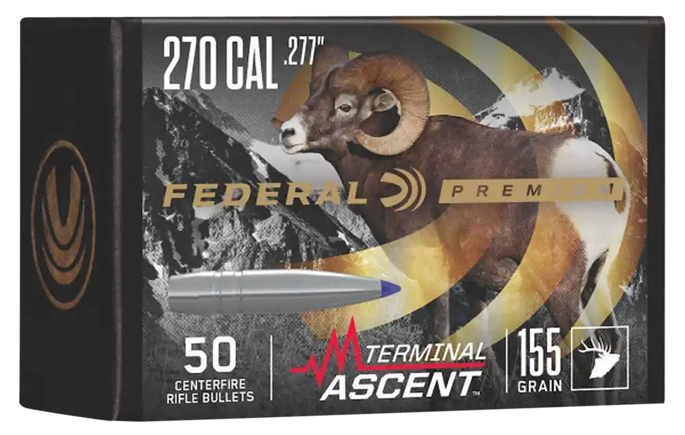 Federal Premium Terminal Ascent 270 Cal 155gr Ammunition - 50 Rounds Per Box, 4 Boxes Per Case