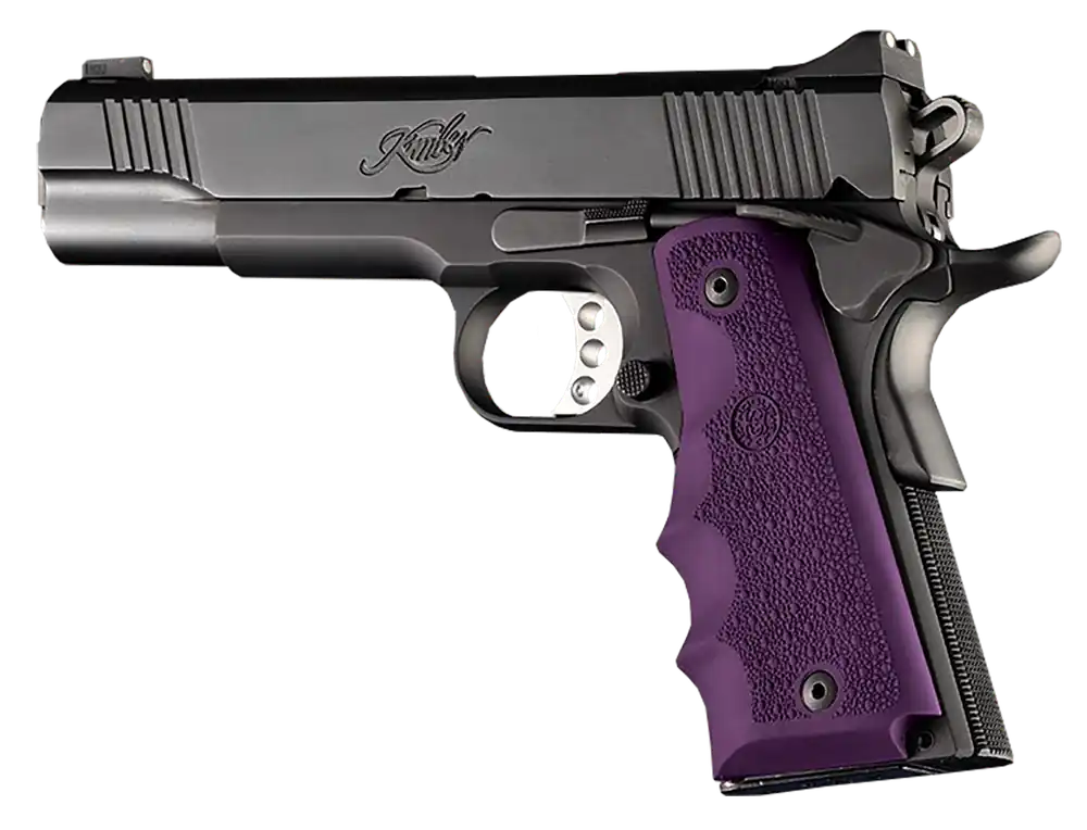 Hogue 45006 Purple Rubber OverMolded Grip with Finger Grooves for 1911 Government