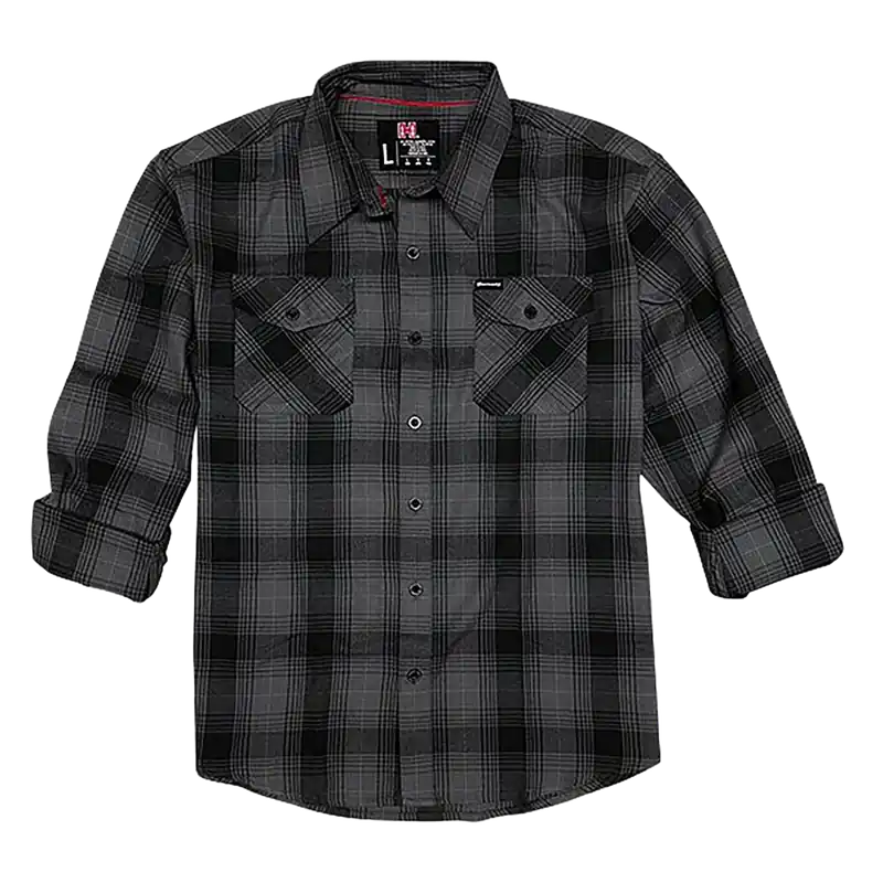 Hornady Gear 32225 2XL Gray/Black Flannel Shirt - Relaxed Fit Cotton/Polyester Button-Up
