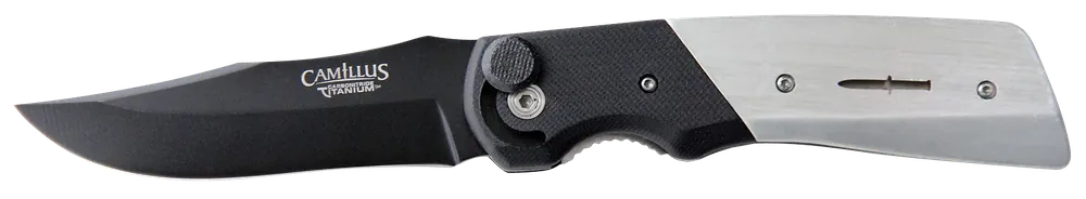 Camillus Cuda Bolt 3.75" Folding Knife with Black Carbonitride Titanium Blade and Black/Silver Handle