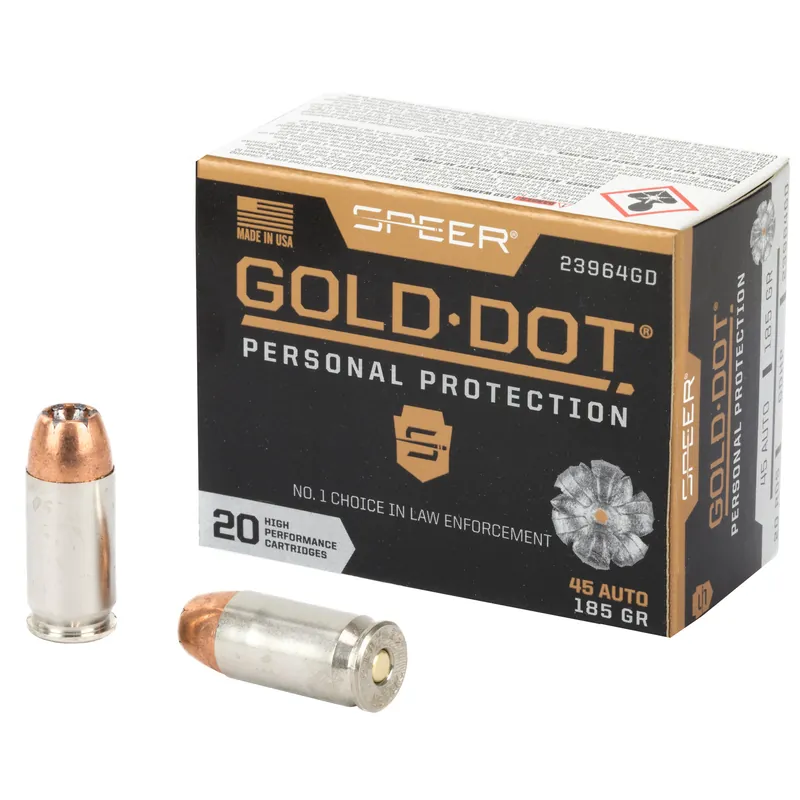 Speer Gold Dot .45 ACP 185 Grain Hollow Point Ammunition - 20 Rounds