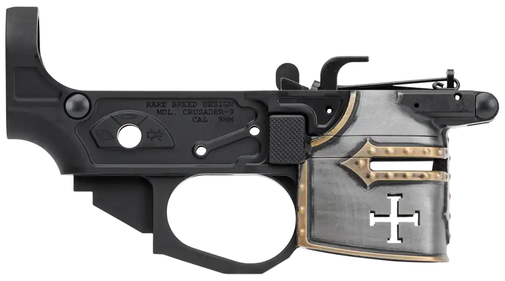 Rare Breed Crusader 9mm Luger AR-Platform by Spikes Tactical - Black Anodized Aluminum with Painted Front