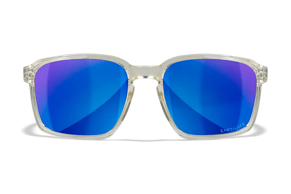 Wiley X Alfa M/L Blue Mirror Lens Gloss Clear Crystal Frame Sunglasses