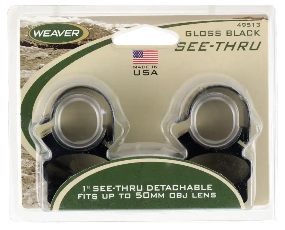 Weaver Mounts 49513 See-Thru Detachable Black Gloss 1" Scope Rings