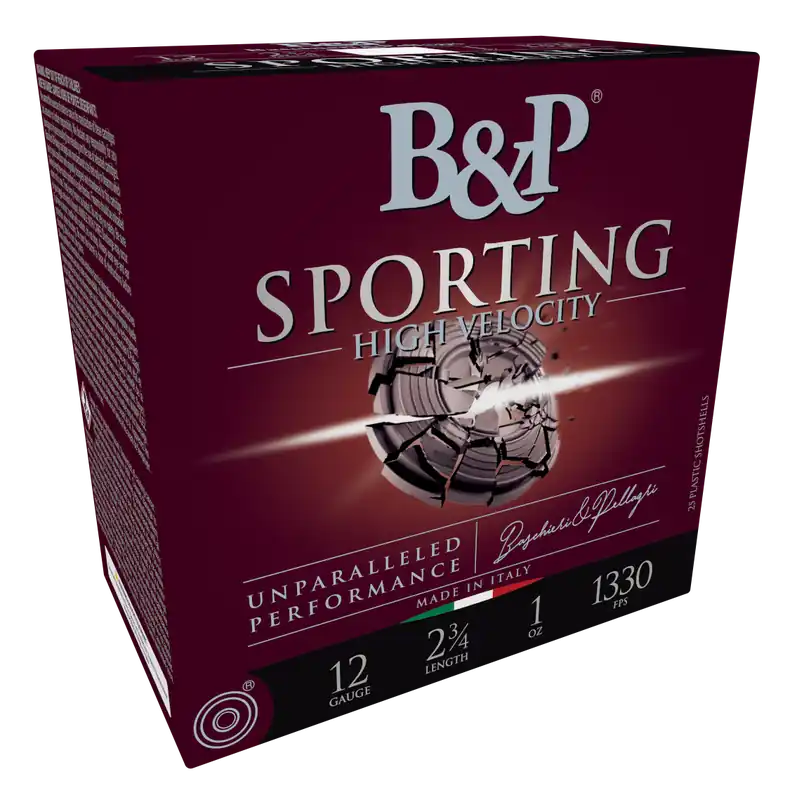 B&P 12 Gauge Sporting Clay High Velocity Ammo - 1oz 8 Shot, 25/Box