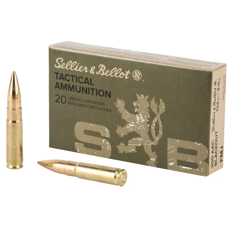 S&B 300 Blackout 124 Grain Full Metal Jacket - 20 Rounds/1000 Rounds