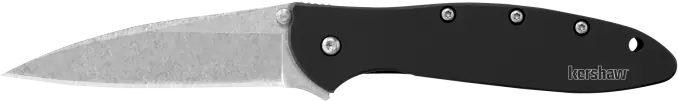 Kershaw Leek 1660SWBLK 3" Stonewashed Blade with Black Aluminum Handle and Pocket Clip