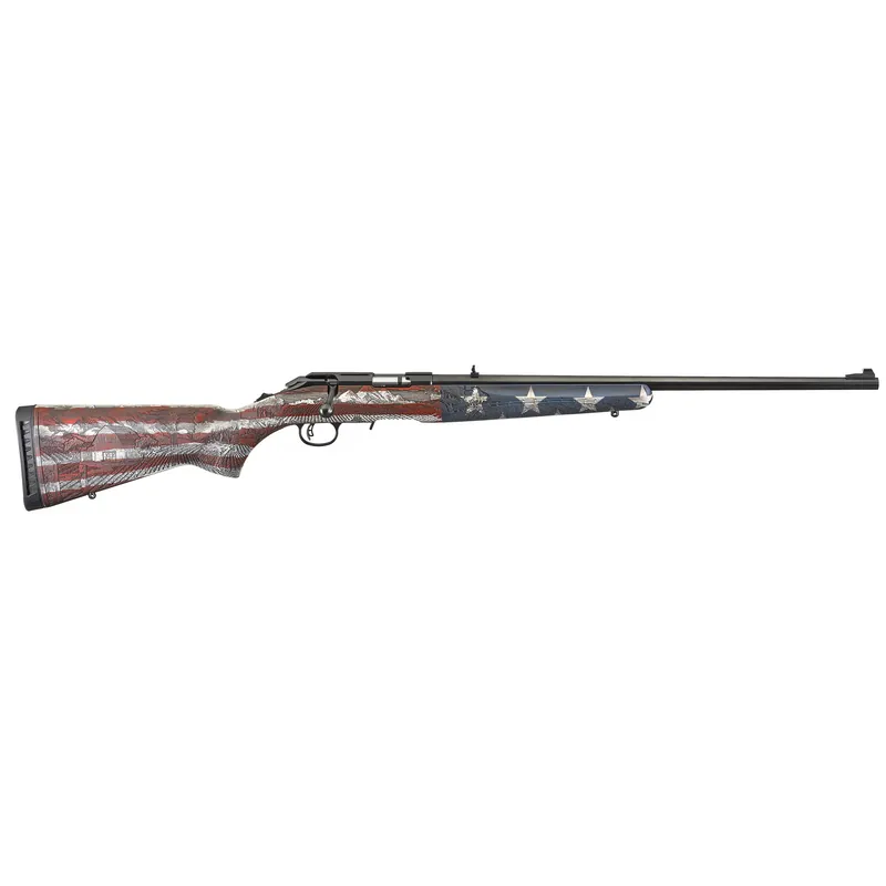Ruger American Rimfire 17 HMR 22" 9-Round Rifle with Red, White, and Blue Wood Finish