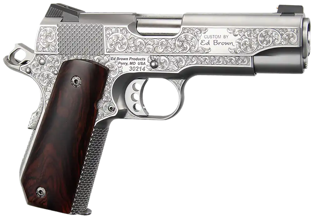 Ed Brown Kobra Carry Signature .45 ACP 7+1 Stainless 4.25" Barrel, Engraved Slide & Frame, Cocobolo Grip