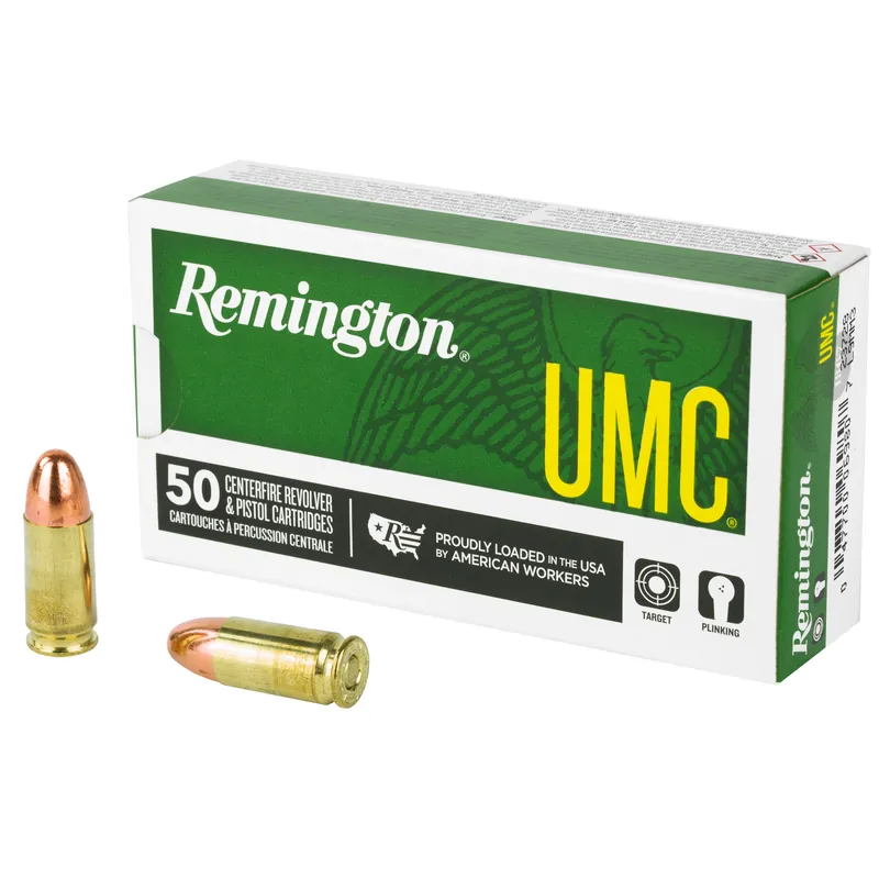 Remington UMC 9mm 115 Grain FMJ Ammunition - 50 Rounds/500 Rounds