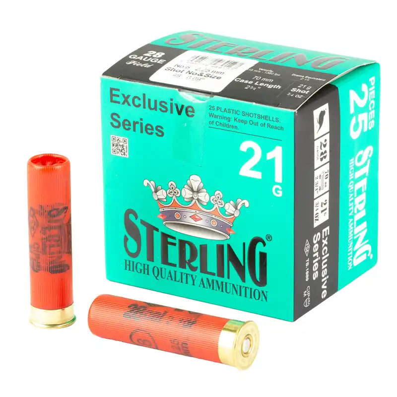 Sterling Exclusive 28 Gauge 2.75" #8 Shotgun Shells - 25 Rounds per Box, 250 Rounds per Case