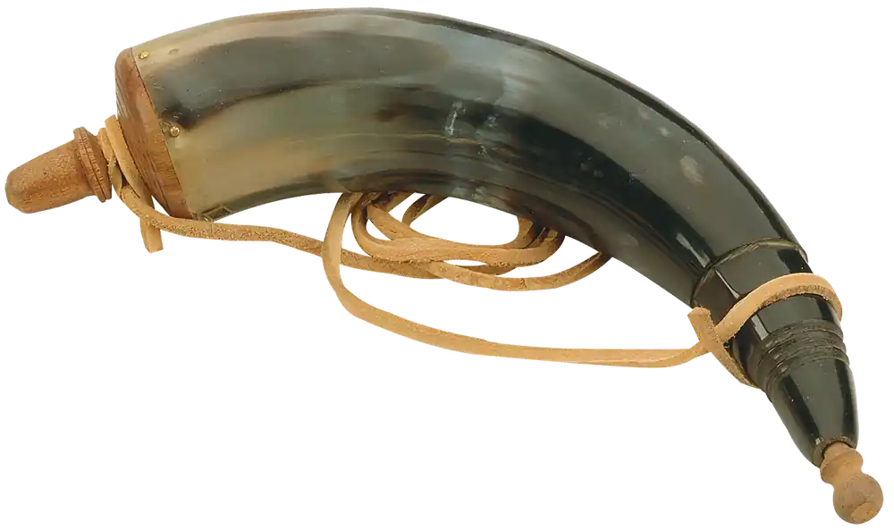 Authentic A1252 Powder Horn with Sling and Wooden Cap