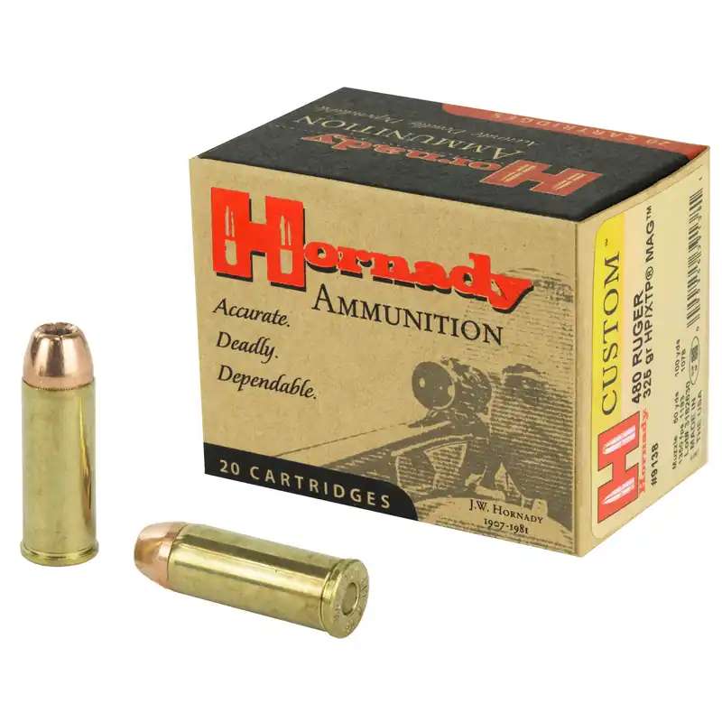 Hornady 480 Ruger 325 Grain XTP Ammunition - 20 Rounds per Box, 200 Rounds per Case