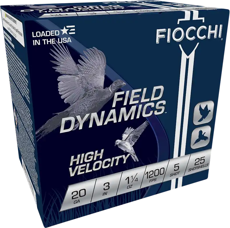 Fiocchi Field Dynamics 20 Gauge High Velocity Shotgun Shells - 25 Rounds