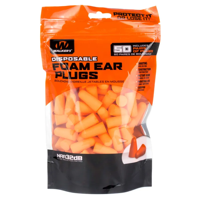 Walker's Foam Ear Plugs - Pack of 50