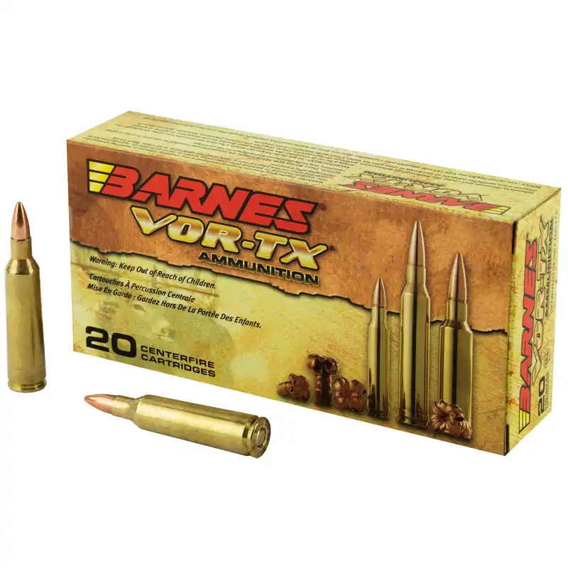 BARNES VOR-TX 22-250 50GR TSX Ammunition - 20 Rounds per Box, 200 Rounds per Case