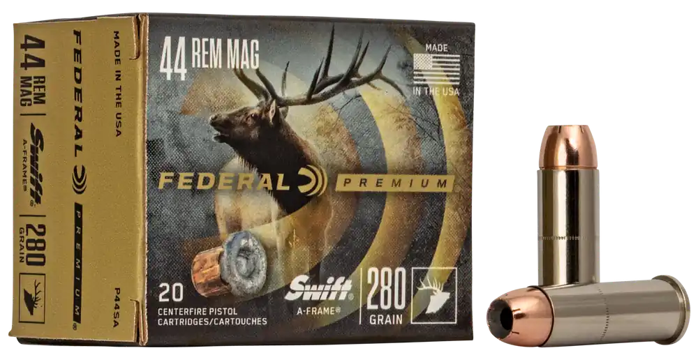 Federal Premium 44 Rem Mag 280gr Swift A-Frame Ammunition - 20 Rounds per Box