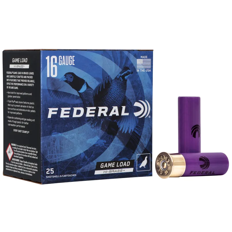 Federal Game Load 16 Gauge 2.75" #6 Shot 25 Rounds/Box, 250 Rounds/Case