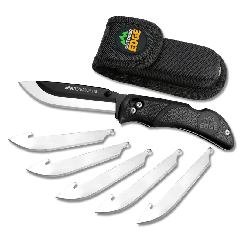 OD Edge Razor Lite 3.5" Knife with 6 Blades - Black