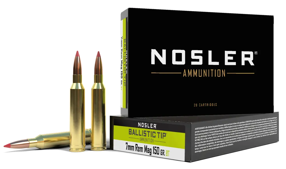 Nosler 7mm Rem Mag 150gr Ballistic Tip Spitzer Ammo - 20 Rounds per Box