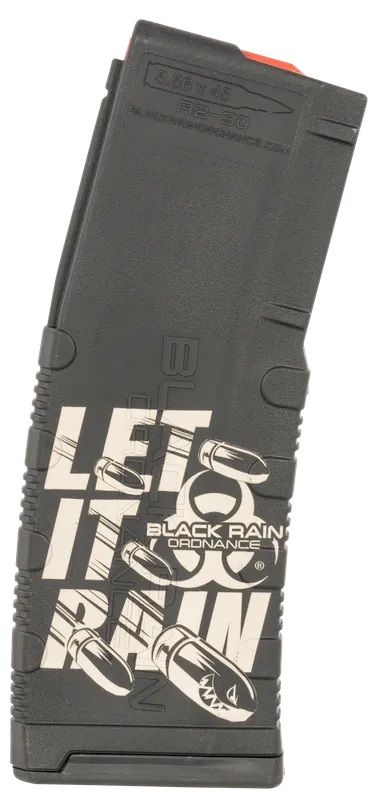 Black Rain Ordnance MAG30LETITRAINB 30-Round AR-15 Magazine with "Let It Rain" Engraving for .223/5.56