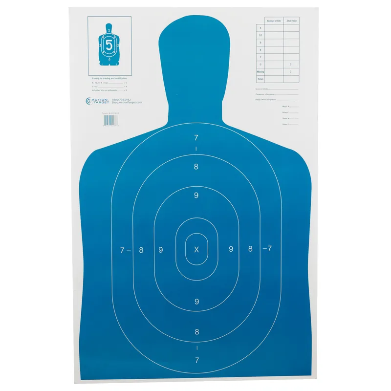 Action Target B27E Blue Silhouette Paper Targets - 100 Pack