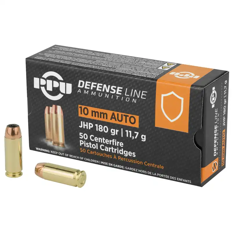 PPU 10MM JHP 180GR Ammunition - 50 Rounds/500 Rounds Box