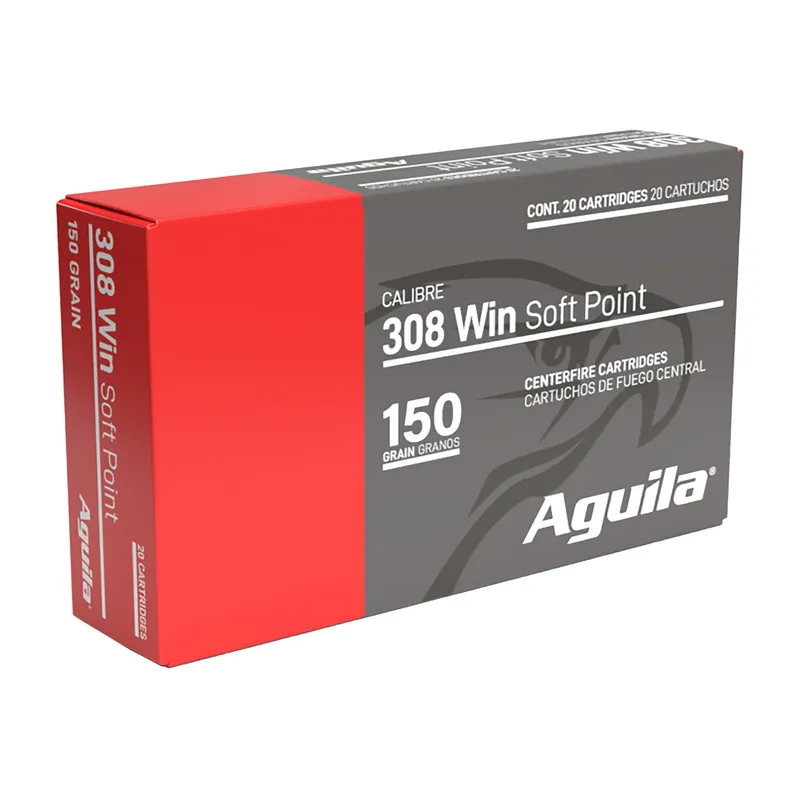 AGUILA 308 Winchester 150 Grain Soft Point Ammunition - 20 Rounds per Box, 200 Rounds per Case