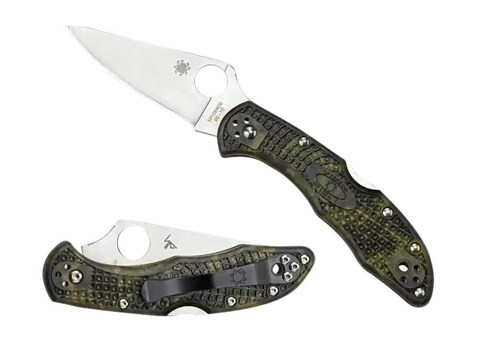 Spyderco Delica 4 Lightweight Folding Knife with Zome Green FRN Handle and VG-10 Blade
