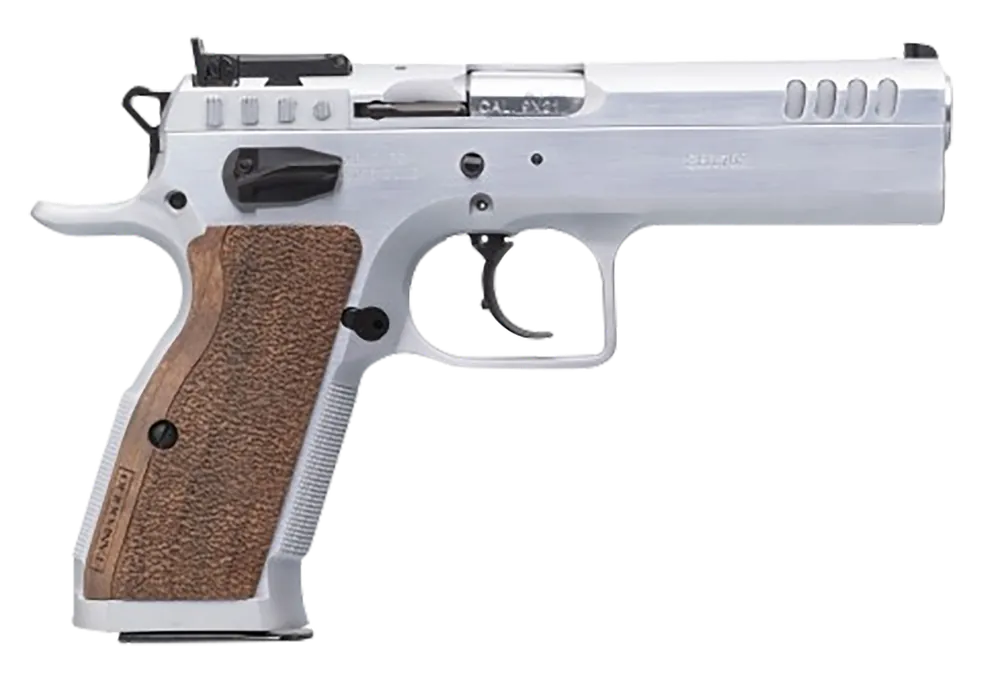 Tanfoglio IFG Stock II Competition Pistol - 40 S&W, Stainless Steel, Brown Grip