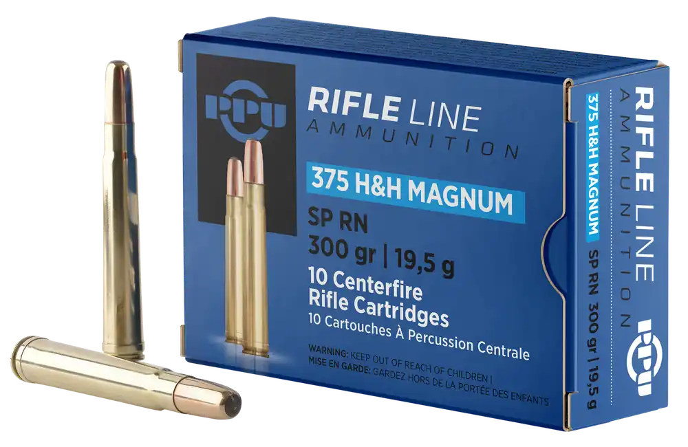 PPU PP375S .375 H&H Mag 300gr SP RN Rifle Ammo - 10/Box, 20/Case
