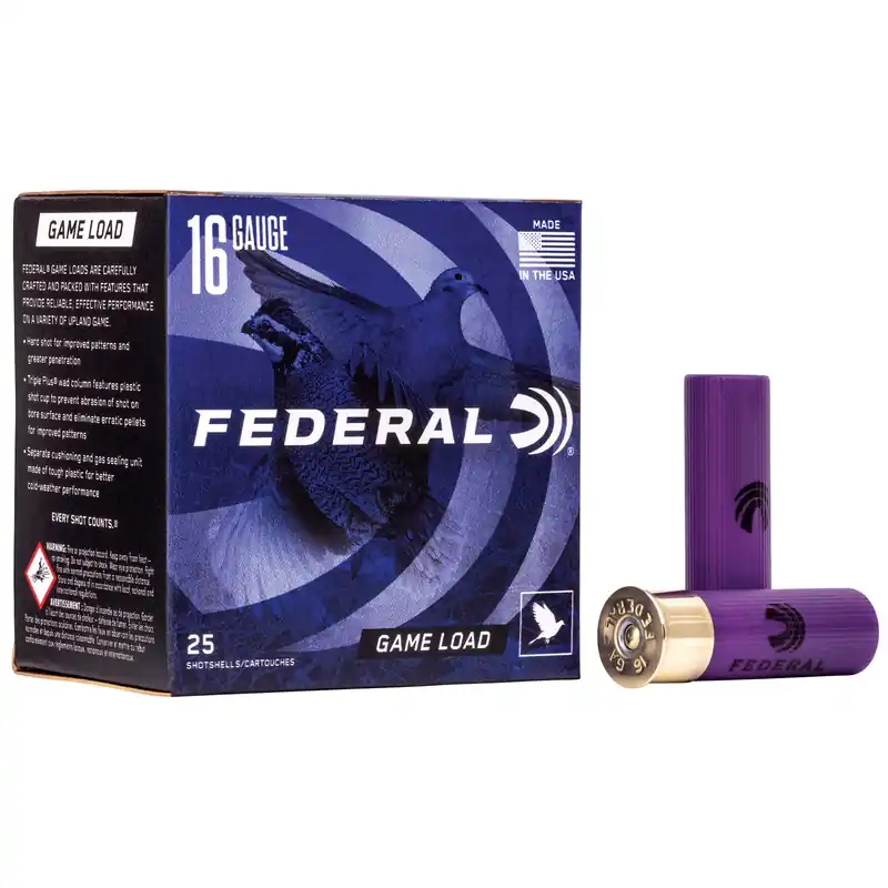 Federal Game Load 16 Gauge 2 3/4" #8 Shot, 25 Rounds per Box, 250 Rounds per Case